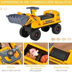 Homcom - Correpasillos Tractor Bulldozer Amarillo