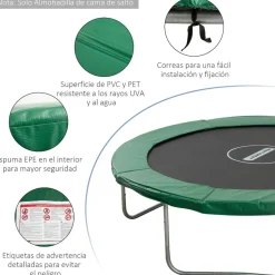 Homcom - Cubierta de protección para cama elástica Ø 305 cm verde