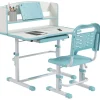 Homcom - Escritorio y silla ajustable Azul y Blanco