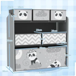 Homcom - Estantería para juguetes 6 cajas tela Gris