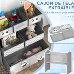Homcom - Estantería para juguetes 6 cajas tela Gris