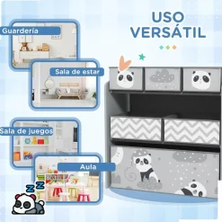 Homcom - Estantería para juguetes 6 cajas tela Gris