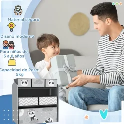 Homcom - Estantería para juguetes 6 cajas tela Gris