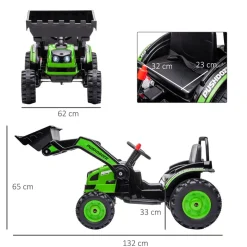 Homcom - Excavadora Tractor Vehículo de batería Verde
