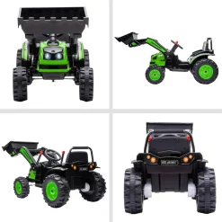 Homcom - Excavadora Tractor Vehículo de batería Verde