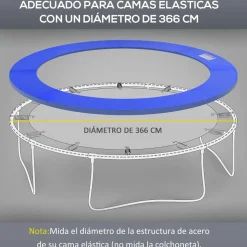 Homcom - Funda acolchada de protección borde camas elásticas 366 cm Azul