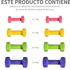 Homcom - Juego de 8 mancuernas hexagonales