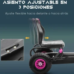 Homcom - Kart de pedales Negro/Rosa