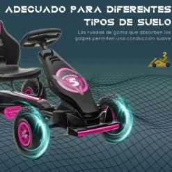 Homcom - Kart de pedales Negro/Rosa