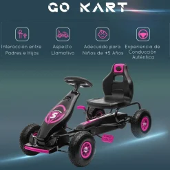 Homcom - Kart de pedales Negro/Rosa