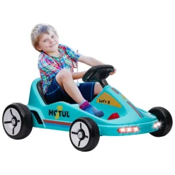 Homcom - Kart eléctrico Azul con luz y música