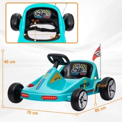Homcom - Kart eléctrico Azul con luz y música