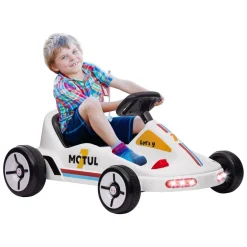 Homcom - Kart eléctrico Blanco con luz y música