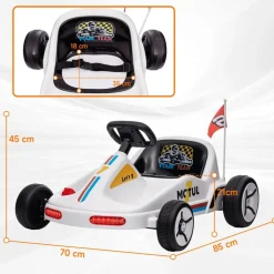 Homcom - Kart eléctrico Blanco con luz y música