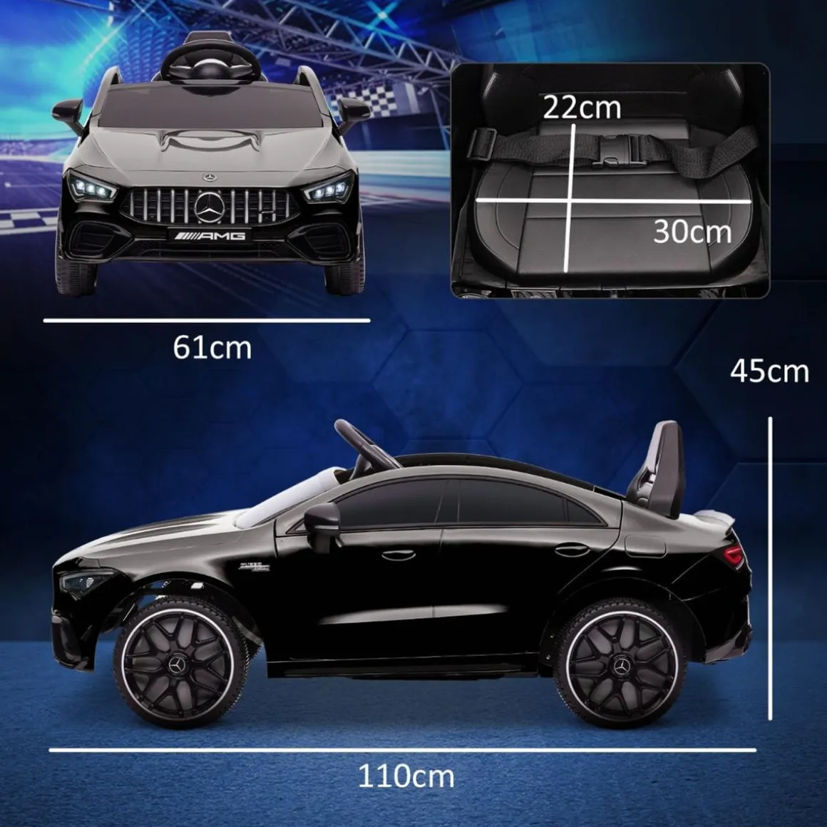 Homcom - Mercedes Benz AMG CLA 45 eléctrico Negro con mando