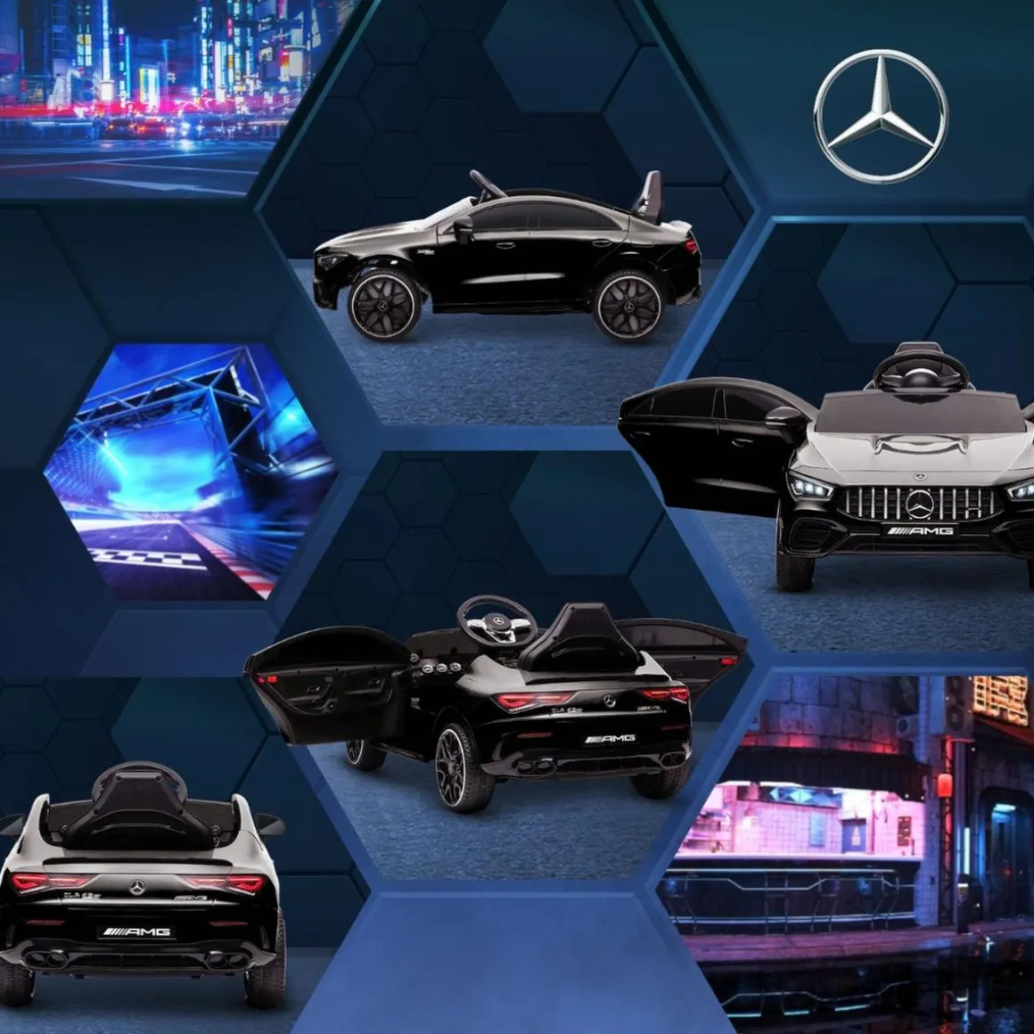 Homcom - Mercedes Benz AMG CLA 45 eléctrico Negro con mando