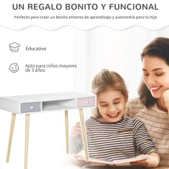 Homcom - Mesa de escritorio infantil