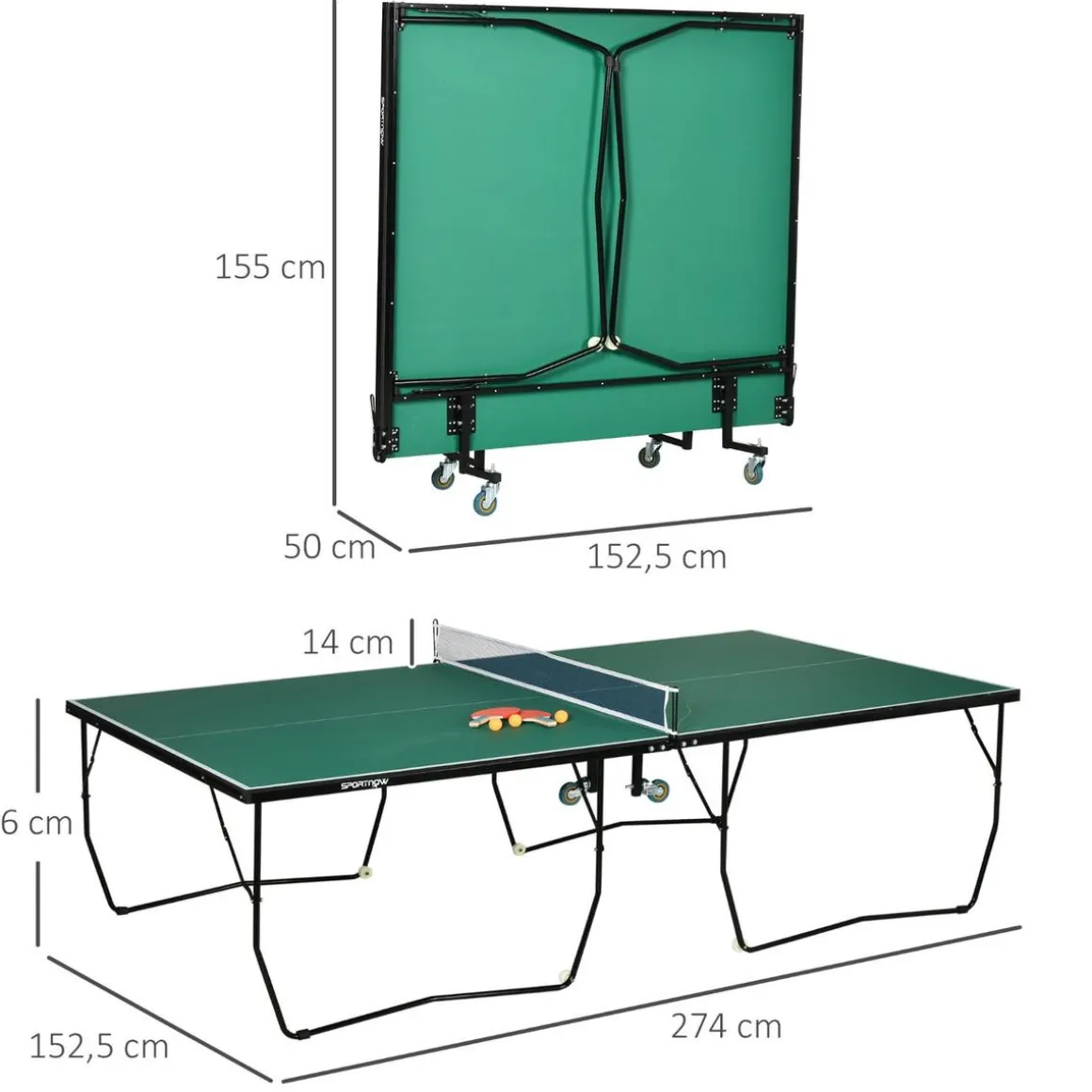 Homcom - Mesa de ping pong plegable