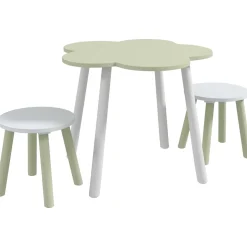 Homcom - Mesa Flor y bancos Verde y Blanco