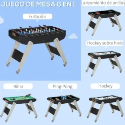 Homcom - Mesa multijuegos 6 en 1