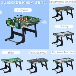 Homcom - Mesa multijuegos 6 en 1 plegable