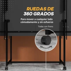 Homcom - Mesa Ping Pong plegable con 4 ruedas