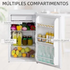 Homcom - Mini Nevera Blanca con Congelador 91L