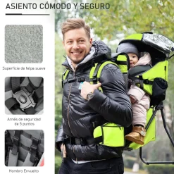 Homcom - Mochila porta-bebés verde 85 cm