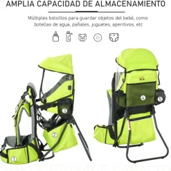 Homcom - Mochila porta-bebés verde 85 cm