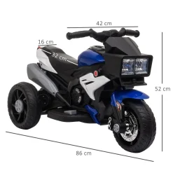 Homcom - Moto eléctrica batería 3 ruedas Trimoto Negro y Azul
