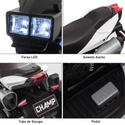 Homcom - Moto eléctrica batería 3 ruedas Trimoto Negro y Azul
