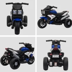 Homcom - Moto eléctrica batería 3 ruedas Trimoto Negro y Azul