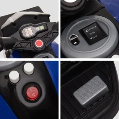 Homcom - Moto eléctrica batería 3 ruedas Trimoto Negro y Azul