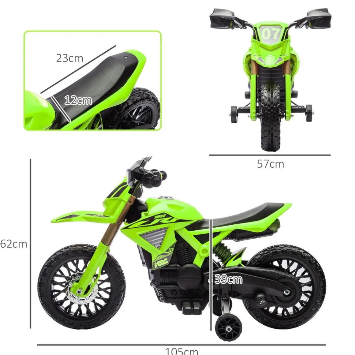 Homcom - Moto eléctrica batería 6 V Verde