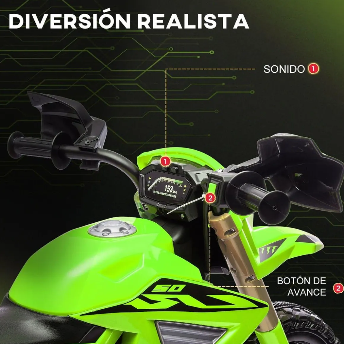 Homcom - Moto eléctrica batería 6 V Verde