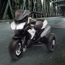 Homcom - Moto eléctrica batería 3 ruedas Trimoto Negro y Blanco