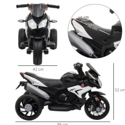 Homcom - Moto eléctrica batería 3 ruedas Trimoto Negro y Blanco