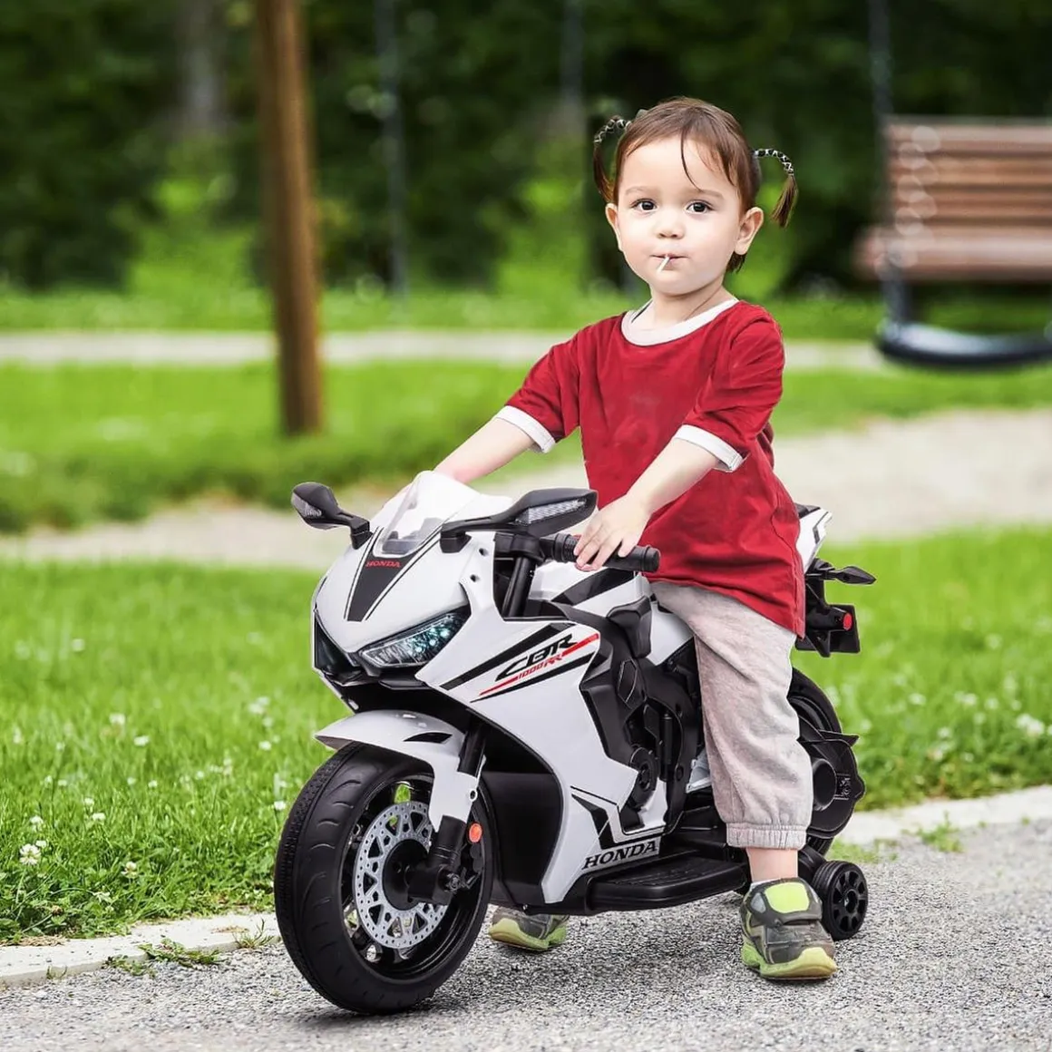 Homcom - Moto eléctrica Honda blanca