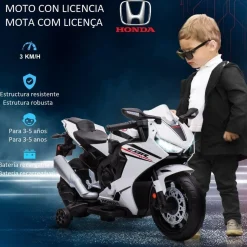 Homcom - Moto eléctrica Honda blanca
