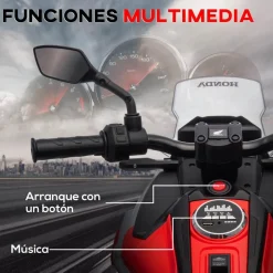 Homcom - Moto eléctrica infantil Honda Rojo/Negro
