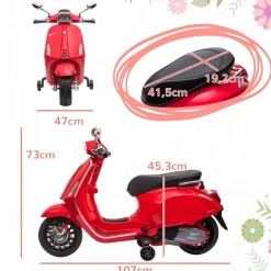 Homcom - Moto eléctrica infantil Vespa Rojo