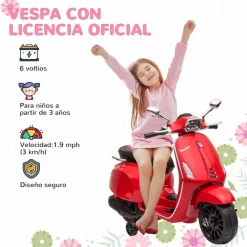 Homcom - Moto eléctrica infantil Vespa Rojo