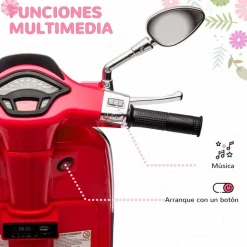 Homcom - Moto eléctrica infantil Vespa Rojo