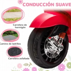 Homcom - Moto eléctrica infantil Vespa Rojo