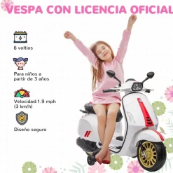 Homcom - Moto eléctrica infantil Vespa Blanco