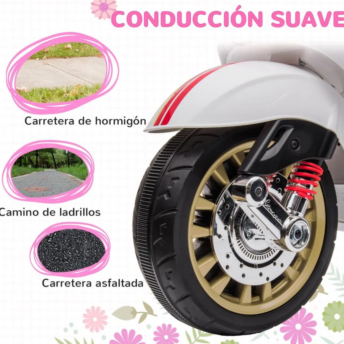 Homcom - Moto eléctrica infantil Vespa Blanco