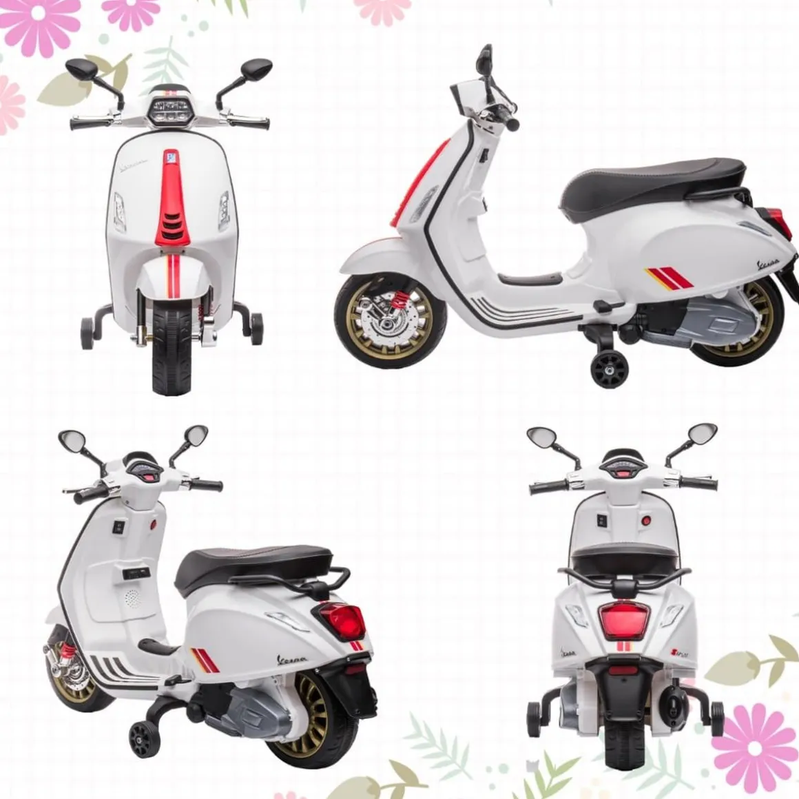 Homcom - Moto eléctrica infantil Vespa Blanco