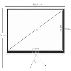Homcom - Pantalla de proyección 120'' Blanco