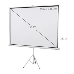 Homcom - Pantalla de proyección 100'' con soporte Blanco