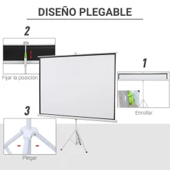 Homcom - Pantalla de proyección 100'' con soporte Blanco